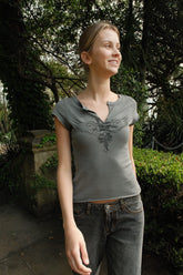 Mila Winged Skulls Top